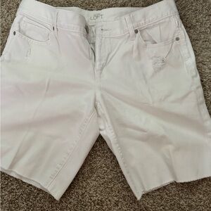 LOFT Women's Distressed White Jean Shorts